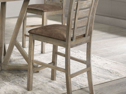 Dining Counter Height Chairs Modern Farmhouse Rustic Look Distressed Design Ladderback Solid Wood (Set of 2) - Grayish Brown