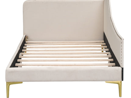 Upholstered Daybed With Headboard And Armrest, Support Legs