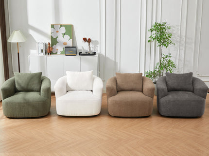 360° Swivel Barrel Sofa Chair With Throw Pillow, Upholstered Accent Chair