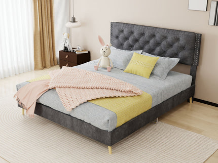 Upholstered Bed With Tufted Headboard