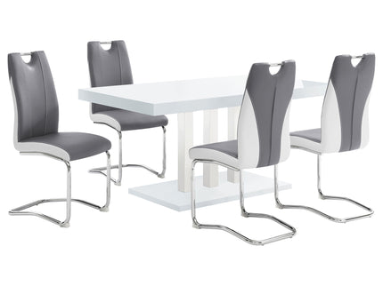 Creston - 5 Piece Dining Set With Upholstered Chairs - Gloss White