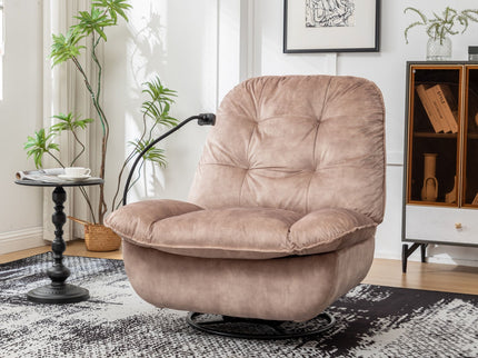 Modern Swivel Gliding Recliner Chair With Rocking Function And Phone Holder, Large Comfortable
