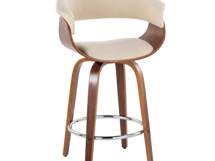 Vintage Mod - Mid Century Modern Fixed Height Counter Stool With Swivel With Round Footrest (Set of 2)