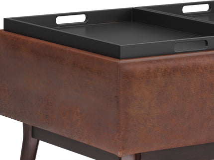 Owen - Tray Top Small Coffee Table Upholstered Storage Ottoman