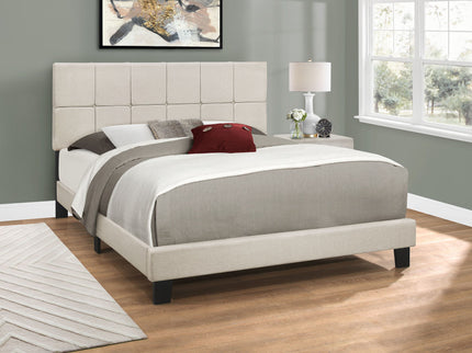 Queen Size Bed, Upholstered, Transitional - Beige