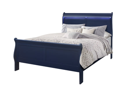 Charlston - Modern Sleigh Design Bed With LED