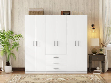 6 Doors Wardrobe Storage For Bedroom, With Big Drawers