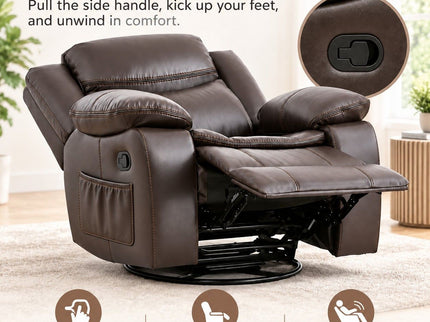 Rocker Recliner Chair With Manual Recline And 360° Swivel Base
