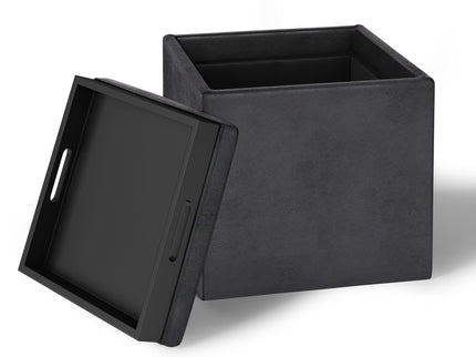 Rockwood - Upholstered Cube Storage Ottoman With Tray