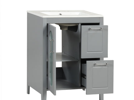 Modern Bathroom Vanity With Sink, Cabinet With 2 Drawers And Door, Adjustable Shelf