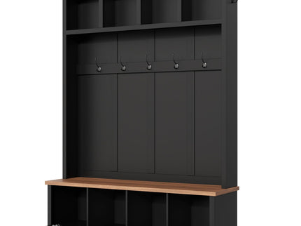 Hall Tree With Storage Bench Mudroom Coat Rack With 6 Hooks