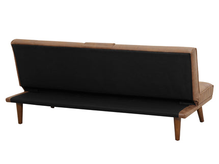Tufted Convertible Sofa With Cup Holders - Brown