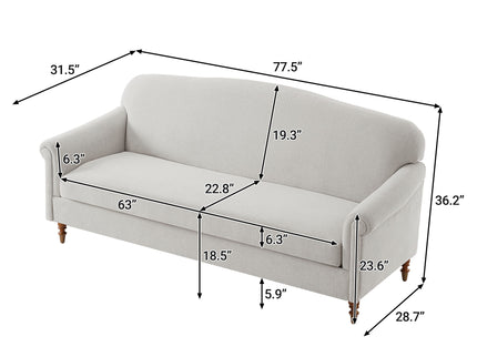 Loveseat Sofa, 2 Seater Couch With Rolled Arms