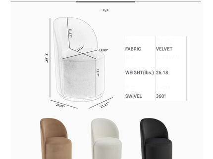 360 Degree Swivel Armless Dining Barrel Chair