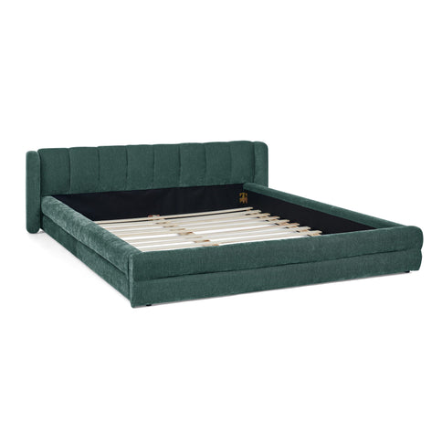 Modern Upholstered Bed Frame With Thick Fabric And Headboard