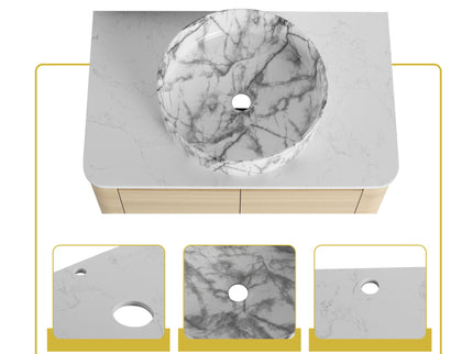 Mounted Bathroom Vanity & Art Sink & 2 Soft Close Doors