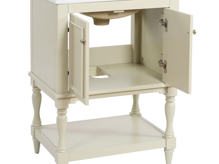 Modern Bathroom Vanity With Sink, Rectangular Cabinet With Open Shelf And Closed Storage