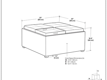 Avalon - Upholstered Square Coffee Table Storage Ottoman
