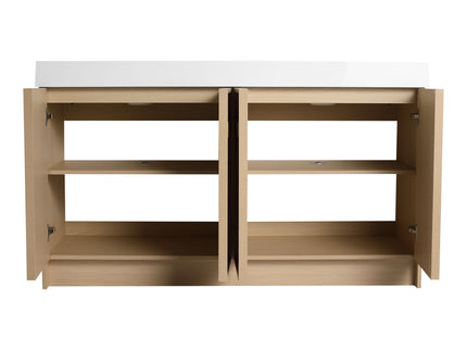 Freestanding Bathroom Vanity With Resin Sink & Soft Close Cabinet Doors