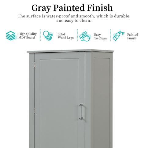 Tall Freestanding Bathroom Storage Cabinet With 2 Drawers And Adjustable Shelf