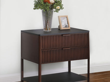 Tova - 2 Drawer Side Table With Shelf - Dark Brown