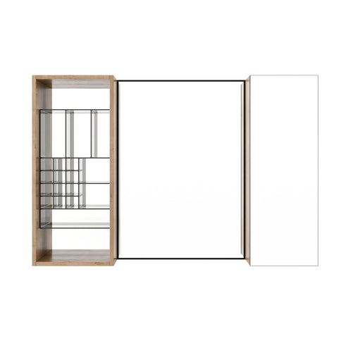 41.3" Wall Mounted Bathroom Cabinet With Adjustable Shelves Storage Unit - Imitative Oak