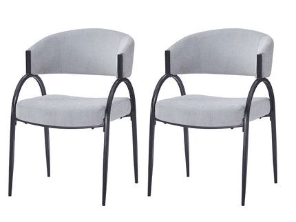 Contemporary Upholstered Dining Chairs With Metal Legs (Set of 2)
