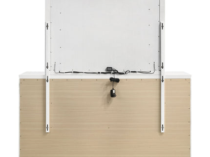 9 Drawer Dresser With LED Mirror, Touch Activated Lighting - White