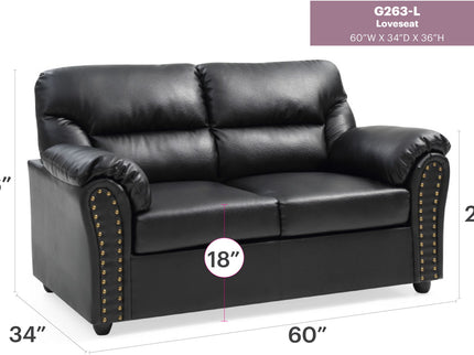 Padded Love Seat For Modern Living - Black