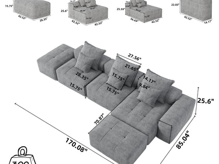 Modern Oversized Diy Combination, Modular Sectional Sofa With Pillows
