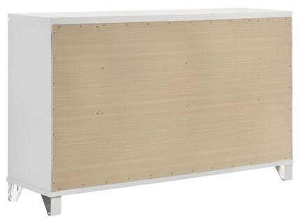 9 Drawer Dresser Cabinet With Picture Framed Fronts - White