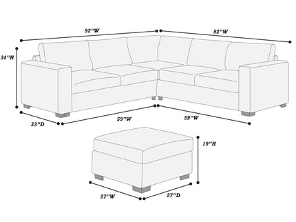 Contemporary Sectional Set With Ottoman