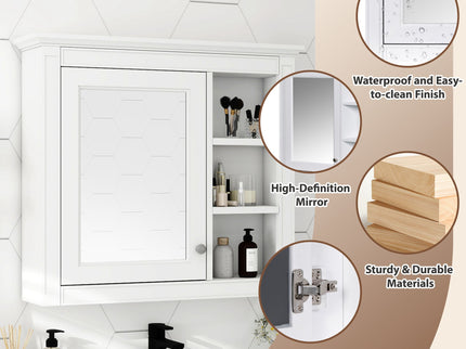 Wall Mounted Medicine Cabinet With Mirror And 3 Open Shelves
