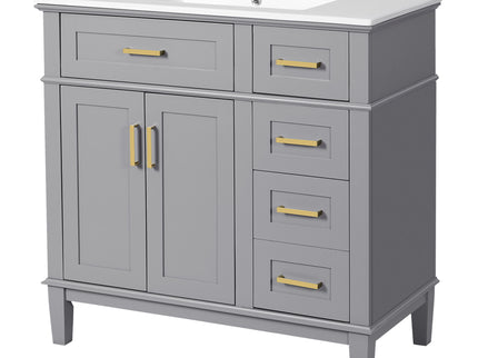 Modern Bathroom Vanity With Ceramic Sink, Soft Close Storage Cabinet