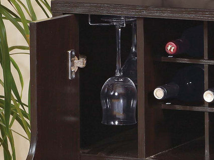 Wine Cabinet With Two Doors Removeable Wine Bottle Rack Metal Wine Glass Racks Four Shelves - Red Cocoa