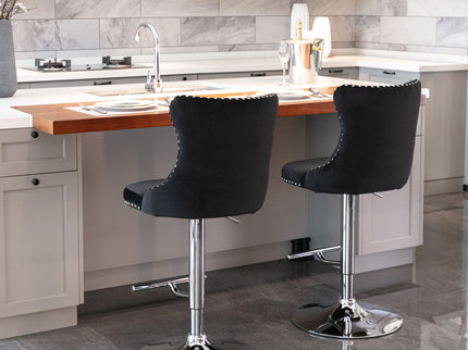 Swivel Barstools Adjusatble Seat Height From 25-33", Modern Upholstered Base Bar Stools With Backs Comfortable Tufted For Home Pub And Kitchen Island (Set of 2)