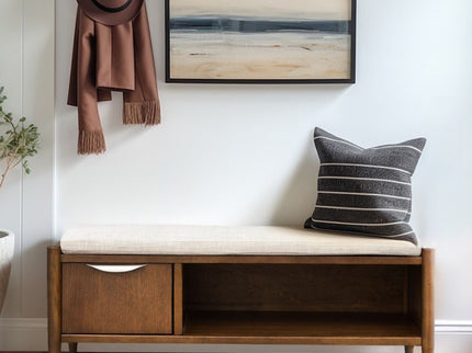 Accent Bench With Storage, Upholstered Cushion - Walnut Brown