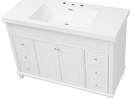 Bathroom Vanity With Sink, 6 Soft Close Drawers & Double Doors - White