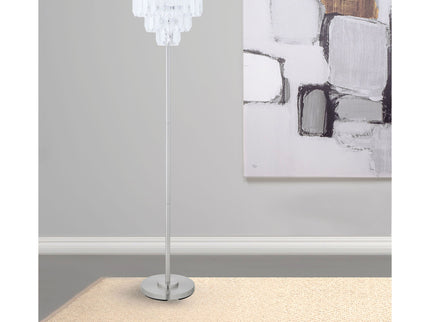 Base Floor Lamp With Crystal Shade - Silver