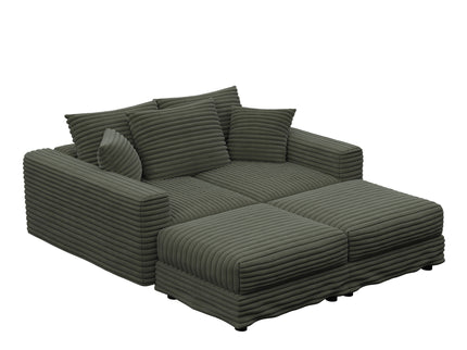 Convertible Deep Seat Sofa With Soft Pillows And Ottomans