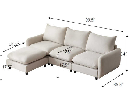 Oversize Modular Free Combination Sectional Sofa Couch With Ottoman For Living Room