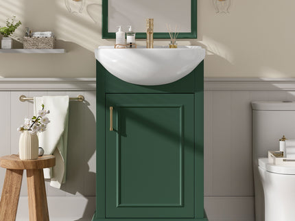 20" Bathroom Vanity With Bulged Sink, Freestanding Single Vanity Set, Soft Close Door