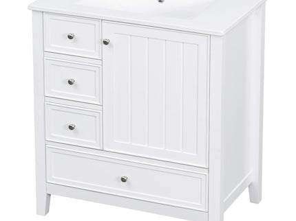 Modern Bathroom Vanity With Sink, 1 Cabinet & 3 Drawers
