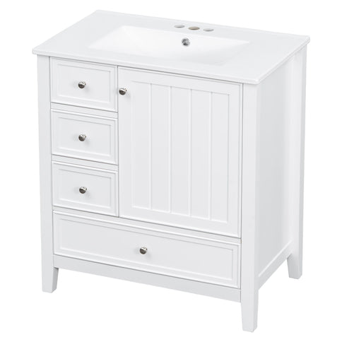 Modern Bathroom Vanity With Sink, 1 Cabinet & 3 Drawers