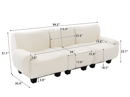 3 Seater Sofa Couch With Curved Armrests