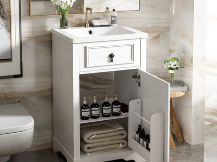 Elegant Bathroom Vanity With Ceramic Sink, Soft Close Door, Adjustable Shelf