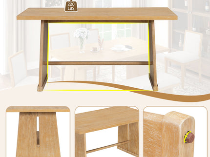 Dining Set With Rectangular Table, 4 Upholstered Chairs & 1 Padded Bench