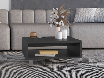 Coffee Table 1 Shelf, 4 Legs - Black