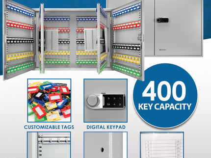 400 Keys Adjustable Key Lock Box With Digital Lock - Gray