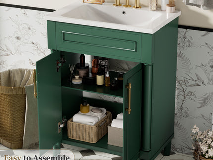 Bathroom Vanity With Integrated Sink, 2 Door Cabinet, Single Sink For Small To Medium Bathrooms